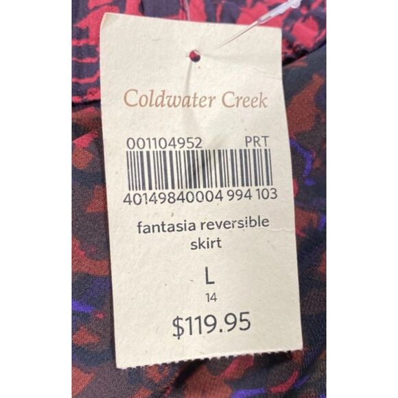 COLDWATER CREEK Reversible Sz Large (14) Elastic Waist Flowy Midi Skirt NEW NWT - Picture 7 of 7